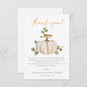 キュートニュートラル秋カボチャ赤ちゃんシャワー サンキューカード (正面/裏面)
