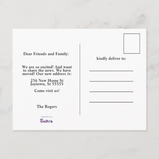 キュートニューホームイエローハウススケッチ発表 案内ポストカード (裏面)