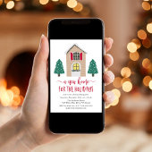 キュートニューホームフォーザホリデーズレッド引っ越し祝いパーティー 招待状