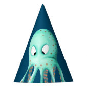 キュートネイビーターコイズタコ パーティーハット (正面)