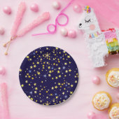 キュートネイビーブルーシチュアルパターンおもしろいラブリースター ペーパープレート (パーティー)