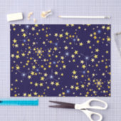 キュートネイビーブルーシチュアルパターンおもしろいラブリースター 薄葉紙 (クラフト)