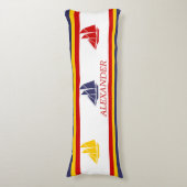 キュートネイビーブルーレッドイエローセーリングボートストライプ航海の ボディピロー (正面縦)