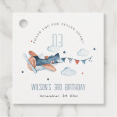 キュートネイビーラストキッズ飛行機スターズスカイクラウド誕生日 フェイバータグ (正面)