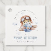 キュートネイビーラストキッズ飛行機スターズスカイテディ誕生日 フェイバータグ (正面)