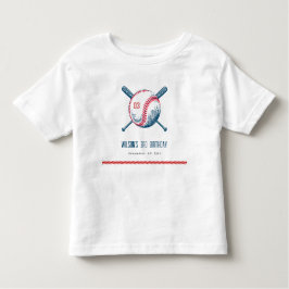 キュートネイビーレッドベースボールこうもりスター子供の誕生日 トドラーTシャツ