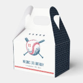 キュートネイビーレッドベースボールこうもりスター子供の誕生日 フェイバーボックス (正面サイド)