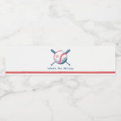 キュートネイビーレッドベースボールこうもりスター子供の誕生日 ペットボトルラベル (シングルラベル)