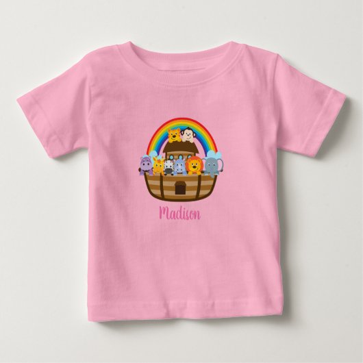 キュートノアアークピンクベビーTシャツ ベビーTシャツ (正面)