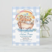 キュートノアズアークブルーギンガムファースト誕生日 招待状 (スタンド正面)