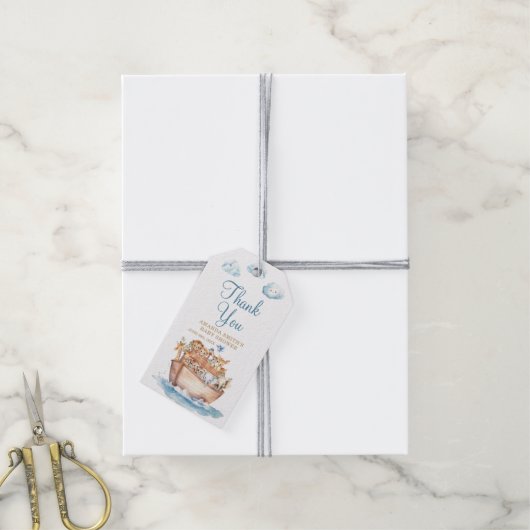 キュートノアズアーク男女兼用ボホベビーありがとう ギフトタグ (より糸付き)