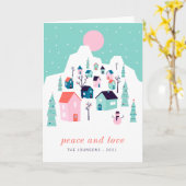 キュートノモダンルディックウィンタースノーマウンテンビレッジ カード (黄色い花)