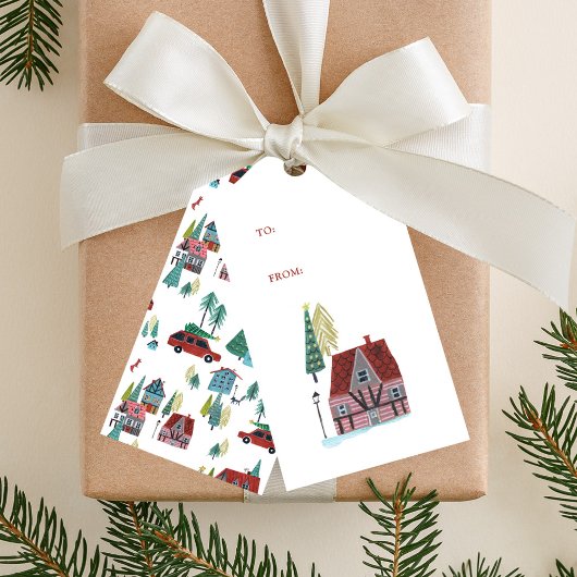 キュートノルディックスキーヴィレッジクリスマスパーティー ギフトタグ