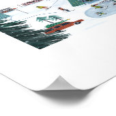 キュートノルディックスケートで滑るビレッジクリスマス ポスター (角)