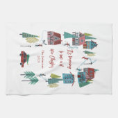 キュートノルディックスケートで滑るヴィレッジ キッチンタオル (横)