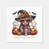 キュートハイおもしろいランドカウズハローウィンパーティ スタンダードカクテルナプキン (正面)