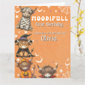 キュートハイランドウシズモーディフルハロウィーン誕生日 カード (黄色い花)