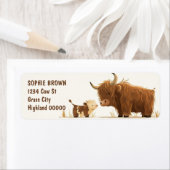 キュートハイランドカウアンドカーフファームアニマル差出人住所 ラベル (インサイチュ)