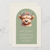 キュートハイランドカウアーチベビーシャワー招待状 (正面/裏面)