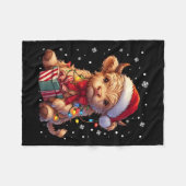 キュートハイランドカウクリスマスハイランドカウズクリスマスサン フリースブランケット (正面(横))