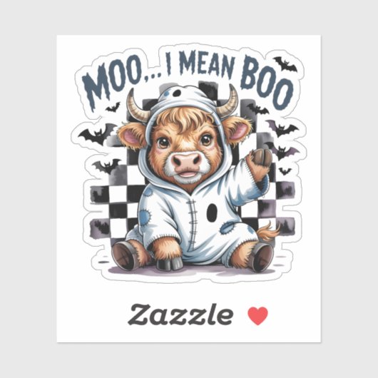 キュートハイランドカウハ市松模様にハロウィンテ シール (シート)