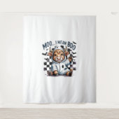 キュートハイランドカウハ市松模様にハロウィンテ タペストリー (正面)