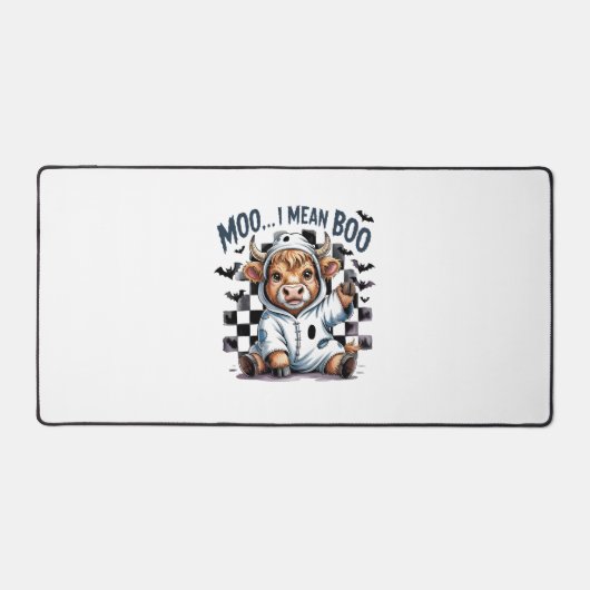 キュートハイランドカウハ市松模様にハロウィンテ デスクマット (正面)