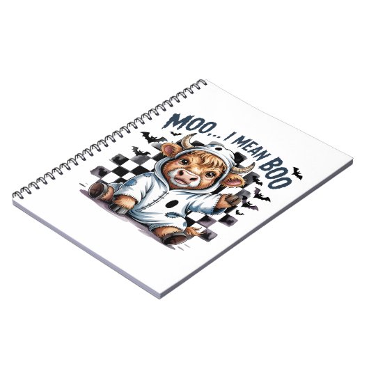 キュートハイランドカウハ市松模様にハロウィンテ ノートブック (左側)