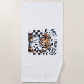 キュートハイランドカウハ市松模様にハロウィンテ ビーチタオル (正面)