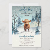 キュートハイランドホーリーカウウィンターベビー散布 招待状 (正面)