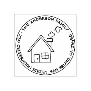 キュートハウススケッチファミリーネーム&差出人住所 ラバースタンプ