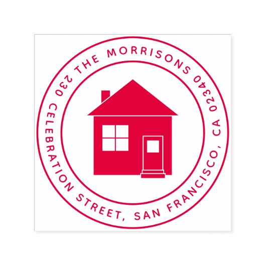 キュートハウスラウンドファミリーネーム&差出人住所 セルフインキングスタンプ (デザイン)