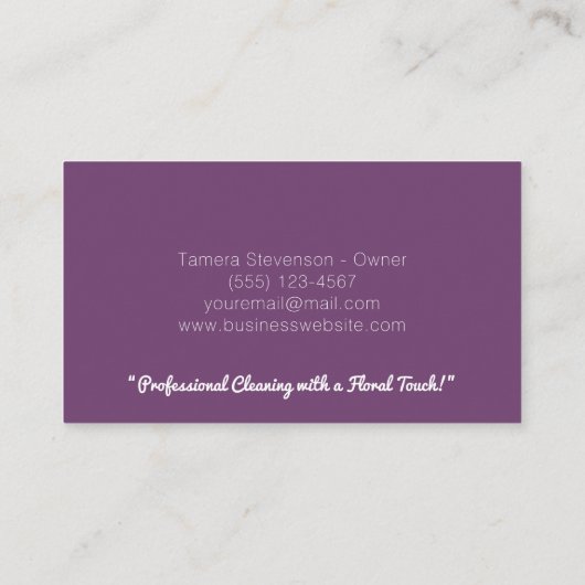 キュートハウス清掃サービスフローラ 名刺 (裏面)