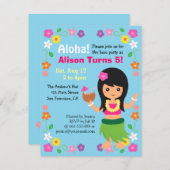 キュートハカラフルワイフラガールルアウ(ハワイ式宴会)パーティー 招待状 (正面/裏面)