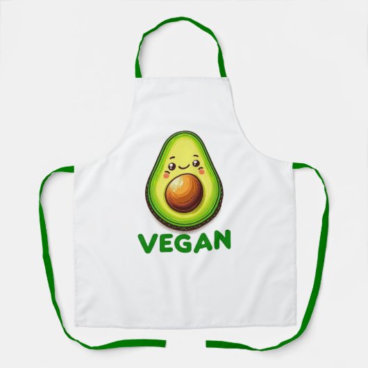 キュートハッピーアボカドビーガンライフスタイル エプロン (正面)