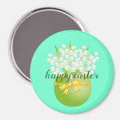 キュートハッピーイースターターコイズクラシックラウンド マグネット (正面/裏面)
