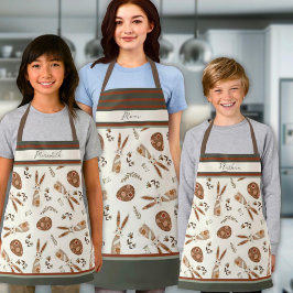 キュートハッピーイースターバニーパターン名前をカスタムするフォーク エプロン