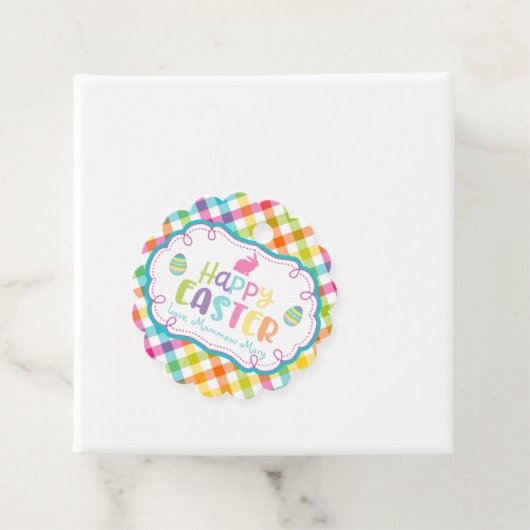 キュートハッピーイースターパーソナライズされたプレイドメッセージカード フェイバータグ (インサイチュ)