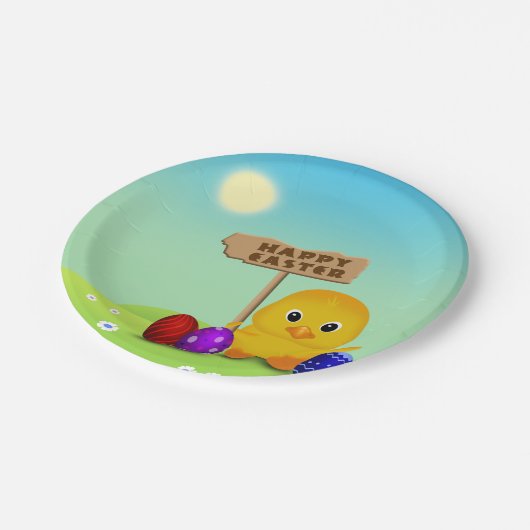 キュートハッピーイースターベビーシック ペーパープレート (アングル)