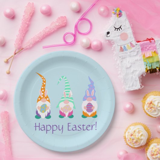 キュートハッピーイースター格言バニーイヤーズ春カラーズ ペーパープレート (パーティー)
