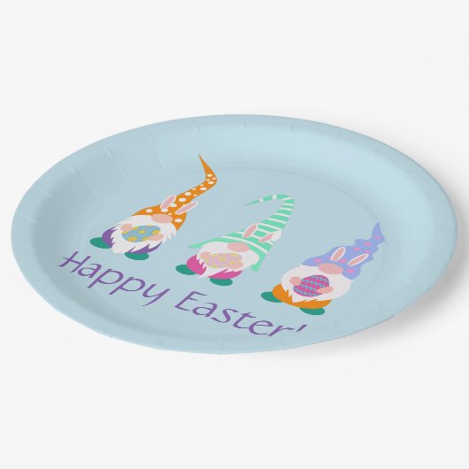 キュートハッピーイースター格言バニーイヤーズ春カラーズ ペーパープレート (アングル)
