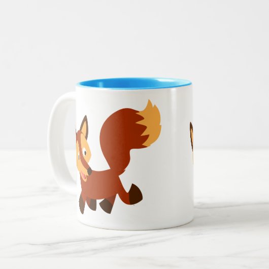 キュートハッピーカートゥーンキツネマグカップ ツートーンマグカップ (正面左)