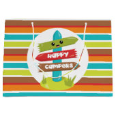 キュートハッピーキャンパーサインパーティーバッグ ラージペーパーバッグ (正面)