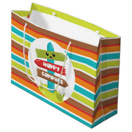 キュートハッピーキャンパーサインパーティーバッグ ラージペーパーバッグ