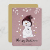 キュートハッピークリスマスクリスマス雪だるま シーズンカード (正面/裏面)