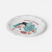 キュートハッピークリスマス雪だるまパーティー紙プレート ペーパープレート (アングル)