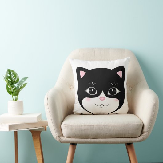 キュートハッピータキシード猫顔 クッション (椅子)