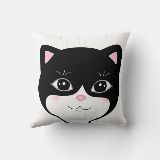 キュートハッピータキシード猫顔 クッション (裏面)