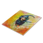 キュートハッピードシュントドッグヘッド顔 タイル (側面)