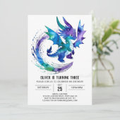 キュートハッピードラゴンデジタルボーイ誕生日 招待状 (スタンド正面)